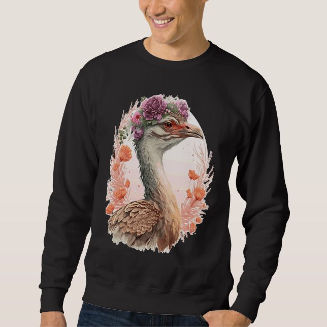 Cute Bustard Bird Watching Flower Crown Floral Bir Sweatshirt (Vorderseite)