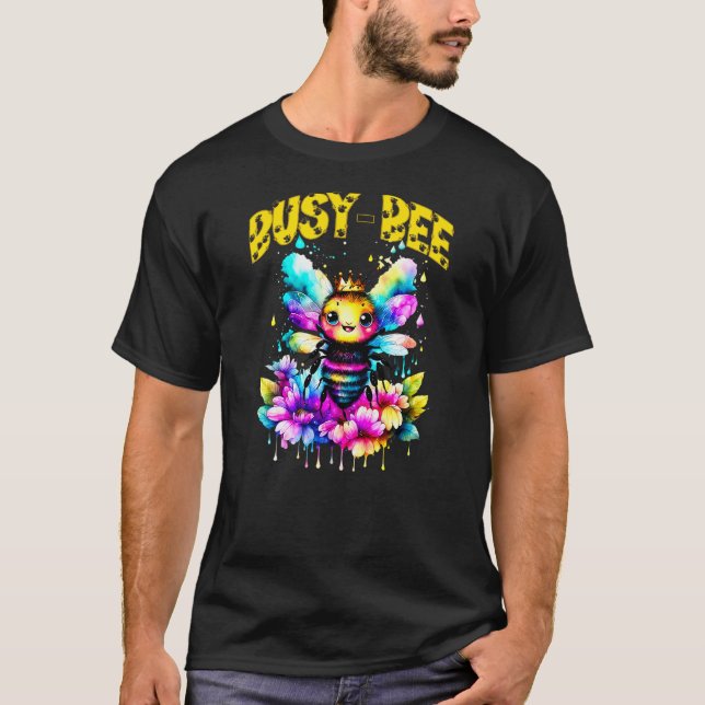 Cute Busy-Bee Cartoon Watercolor Bumble Bee T-Shirt (Vorderseite)