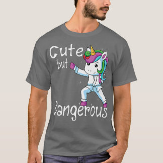 Cute But Dangerous Funny Karate Unicorn Girl  T-Shirt