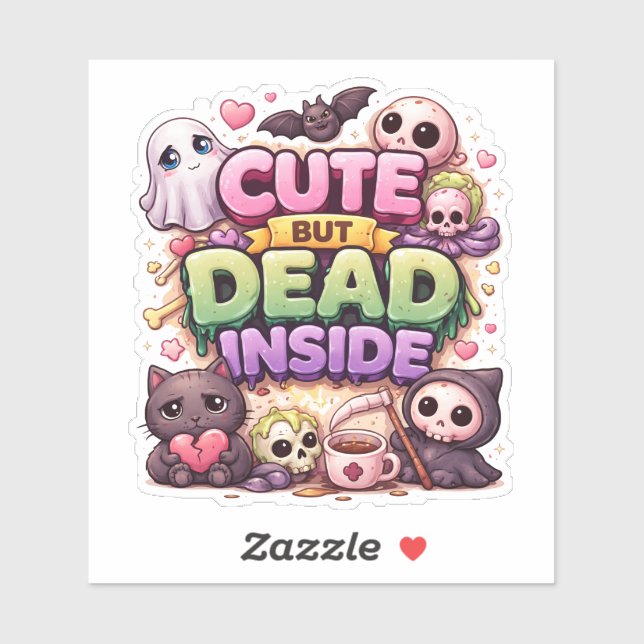 Cute But Dead Inside Custom-Cut Vinyl Sticker (Blatt)