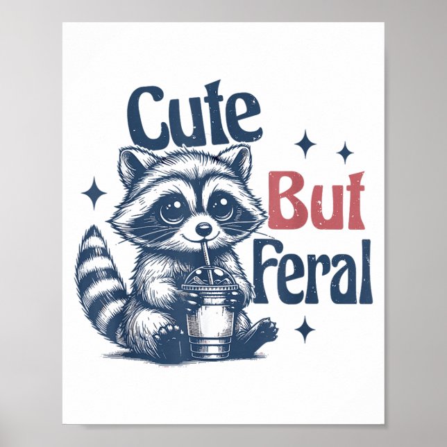 Cute But Feral Raccoon Drinking Boba Toddler Vinta Poster (Vorne)