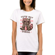 Cute but Feral Raccoon T-Shirt – Funny Kawaii Anim