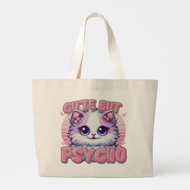 Cute but Psycho" Tote Bag Jumbo Stoffbeutel (Rückseite)