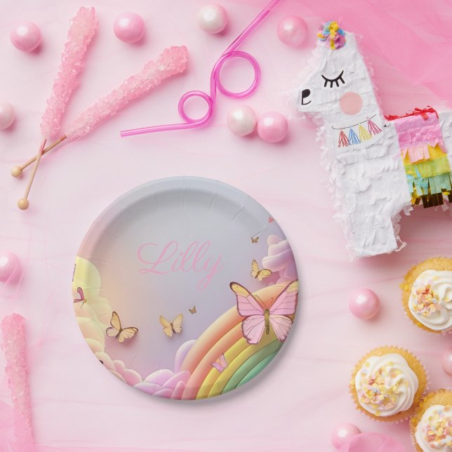 Cute Butterfly Baby Girl Paper Plate Pappteller (Von Creator hochgeladen)