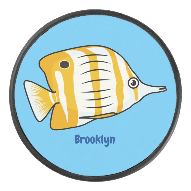 Cute butterfly fish cartoon illustration  eishockey puck (Vorderseite)