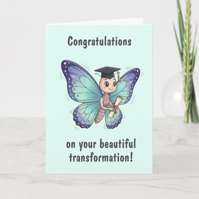 Cute Butterfly Graduation Card Karte (Vorderseite)