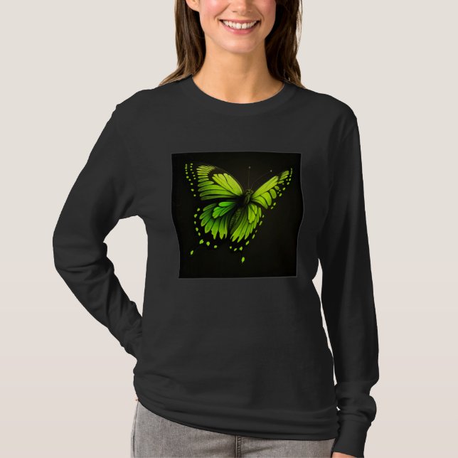 Cute Butterfly Illustration Lime Green Gorgeous Wo T-Shirt (Vorderseite)