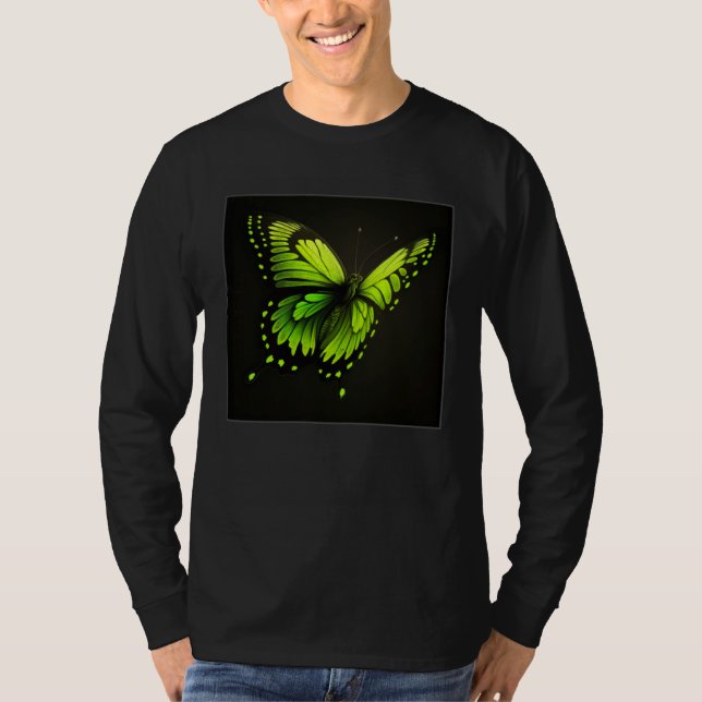 Cute Butterfly Illustration Lime Green Gorgeous Wo T-Shirt (Vorderseite)