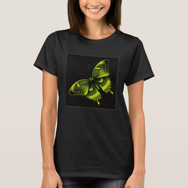 Cute Butterfly Illustration Lime Green Gorgeous Wo T-Shirt (Vorderseite)