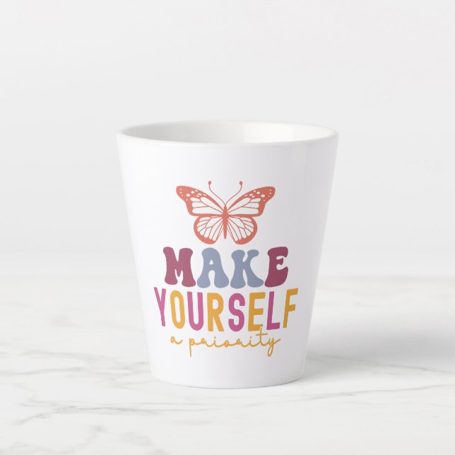 Cute Butterfly Mental Health Inspirational Design Milchtasse (Vorderseite)