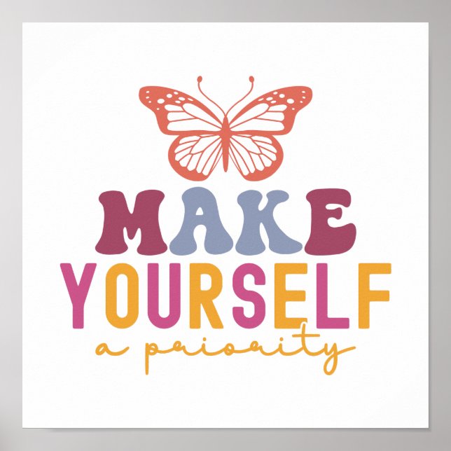 Cute Butterfly Mental Health Inspirational Design Poster (Vorne)