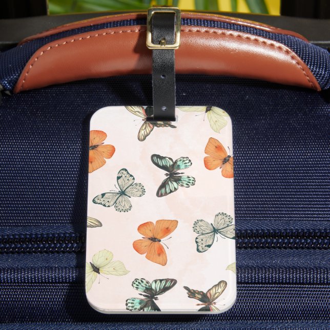 Cute Butterfly Pattern Luggage Tag Gepäckanhänger (Vorderseite Insitu 2)