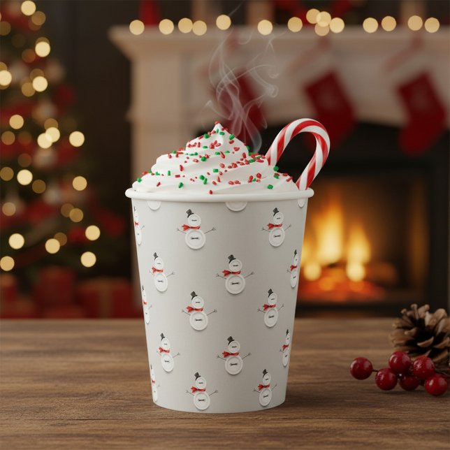 Cute Button Snowmen Grey  Pappbecher (Von Creator hochgeladen)