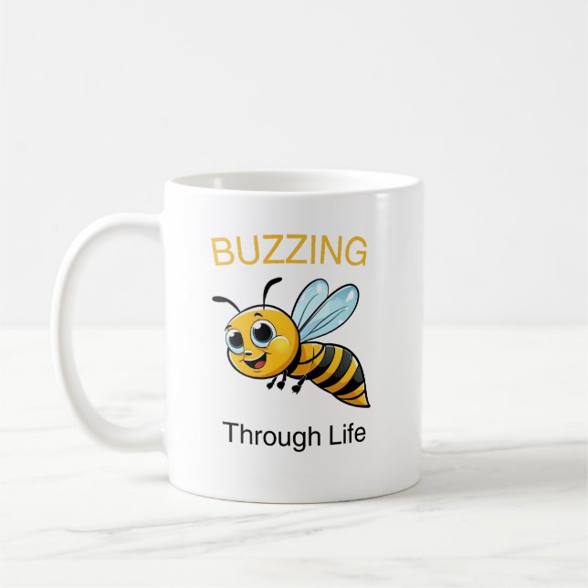 Cute buzzing bee cartoon kaffeetasse (Links)