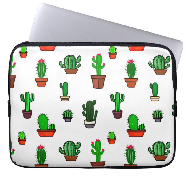 Cute Cactus illustrations Pattern White Laptopschutzhülle (Vorderseite)