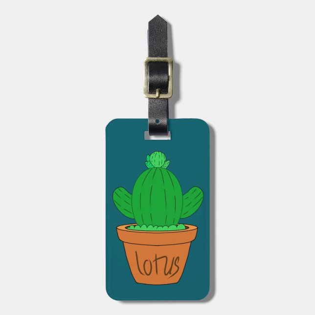 Cute Cactus Luggage Tag Gepäckanhänger (Vorderseite vertikal)