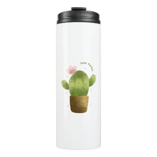 Cute Cactus Travel Tumbler – Kawaii Succulent Cup Thermosbecher (Vorderseite)