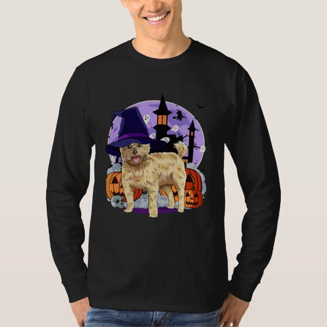 Cute Cairn Terrier Halloween Witch Pumpkin T-Shirt (Vorderseite)