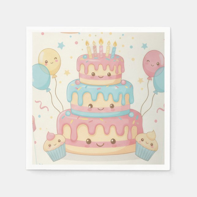 Cute Cake and Cupcakes Serviette (Vorderseite)