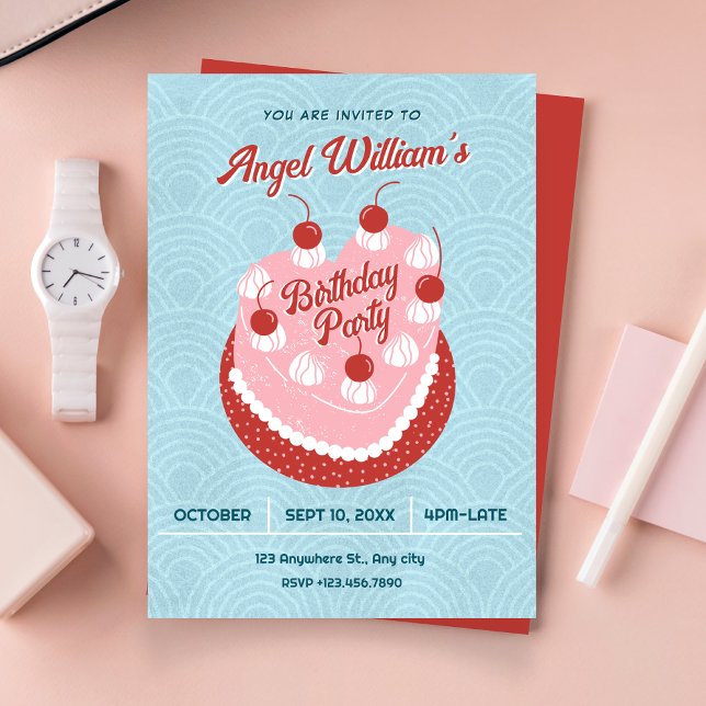 Cute cake heart birthday einladung (Von Creator hochgeladen)