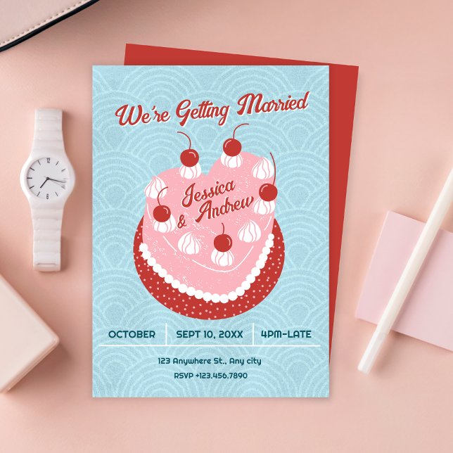 Cute cake heart wedding einladung (Von Creator hochgeladen)