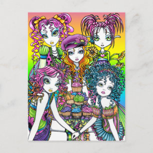 Cute Cake Rainbow Fairies Party Postcard Postkarte