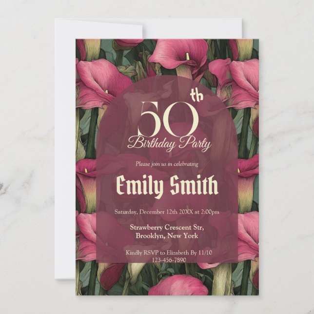 Cute Call Lilies Fantasy 10Th Birthday Einladung (Vorderseite)