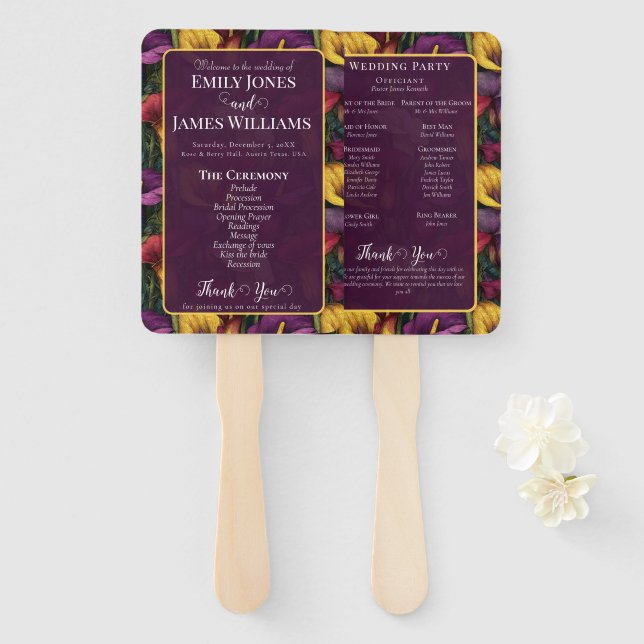 Cute Calla Lilies Sparkle Rustic Wedding Fächer (Vorne und Hinten)