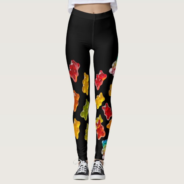 Cute Candy Print Colorful Gummy Bear Leggings (Vorderseite)