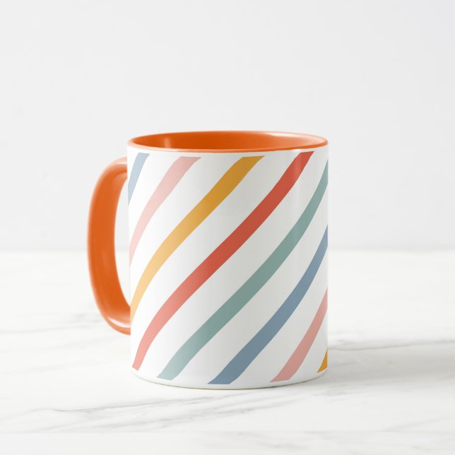 Cute Candy Striped Diagonal Tasse (Vorderseite Links)