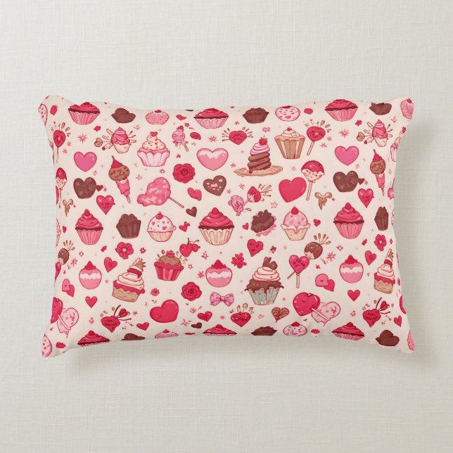 Cute Candy & Sweets Valentine Seamless Pattern  Dekokissen (Vorderseite)