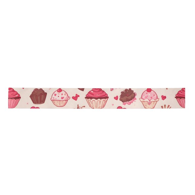 Cute Candy & Sweets Valentine Seamless Pattern  Satinband (Vorderseite)
