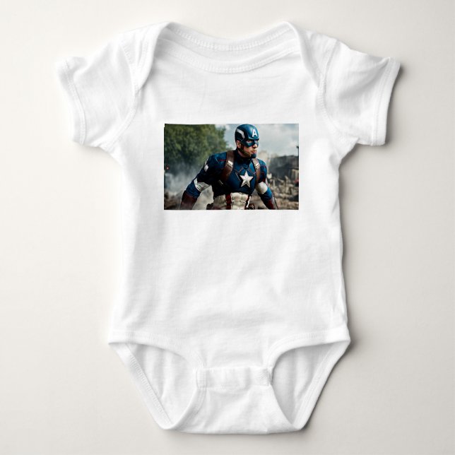 Cute Captain America Baby Bodysuit Strampler (Vorderseite)