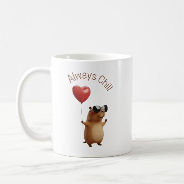 Cute Capybara Always Chill Valentine Coffee Mug Zweifarbige Tasse (Links)