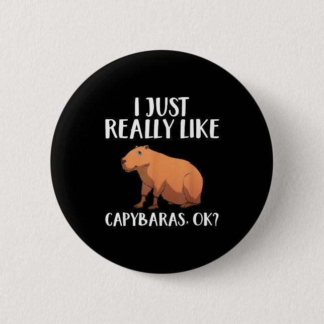 Cute Capybara Art For Men Women Kids Animal Rodent Button (Vorderseite)