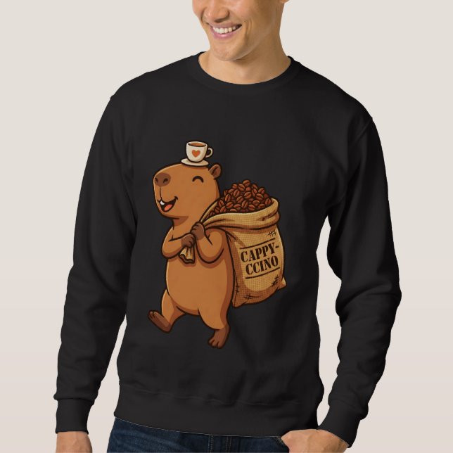 Cute Capybara Cappy-ccino Coffee Pun Delivering Be Sweatshirt (Vorderseite)