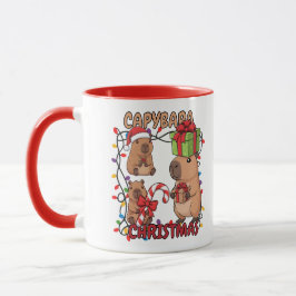 Cute Capybara Christmas Lights Festive Party Tasse