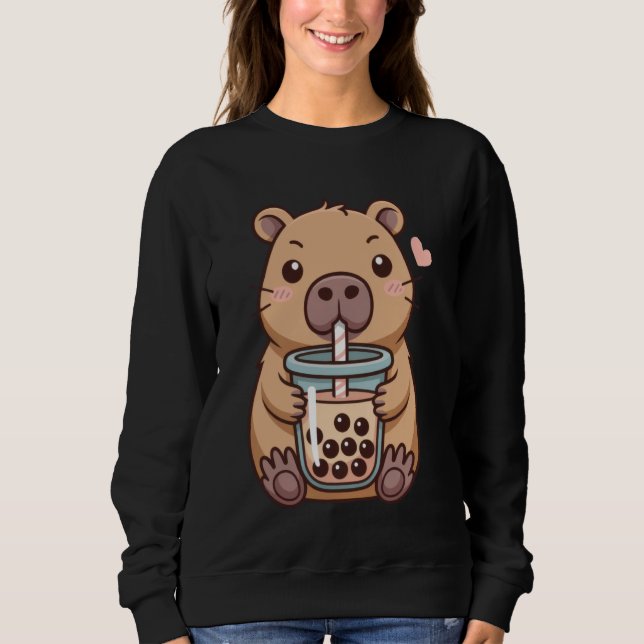 Cute Capybara Drinking Boba Tea for Animal Lovers  Sweatshirt (Vorderseite)