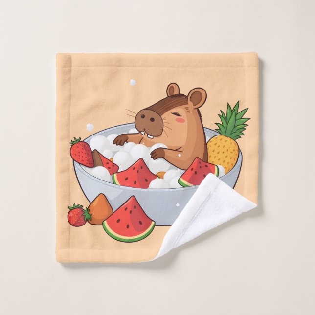 Cute Capybara Fruit Bath Spa Day Kawaii Animal Ill Badhandtuch Set (Waschlappen)