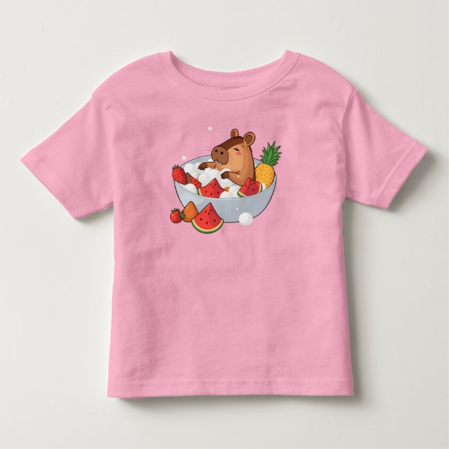 Cute Capybara Fruit Bath Spa Day Kawaii Animal Ill Kleinkind T-shirt (Vorderseite)