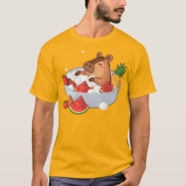 Cute Capybara Fruit Bath Spa Day Kawaii Animal Ill T-Shirt (Vorderseite)