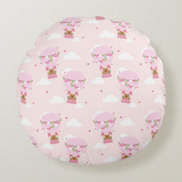 Cute Capybara Hot Air Balloon Rundes Kissen