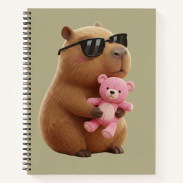 Cute Capybara Hugging Teddy Bear Spiral Notebook Notizbuch