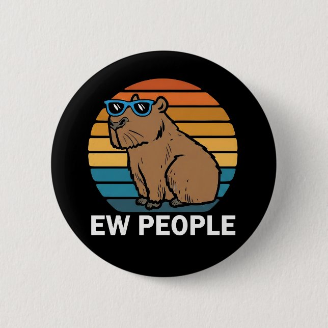 Cute Capybara Ironic Anti Social Mood Funny Quote Button (Vorderseite)