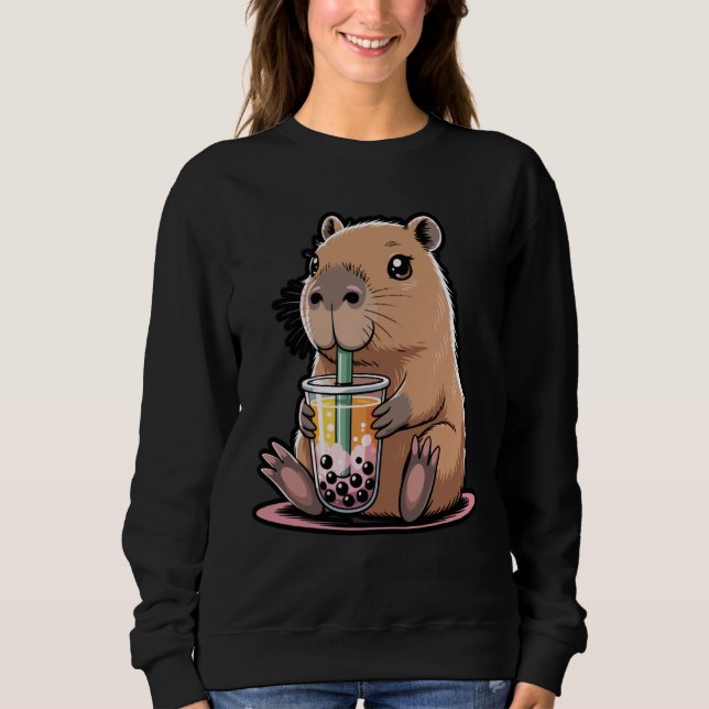 Cute Capybara Kawaii Boba Tea Lover T-Shirt Sweatshirt (Vorderseite)