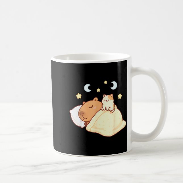Cute Capybara Kawaii Sleep Pajamas Sleepybara Cat  Kaffeetasse (Rechts)