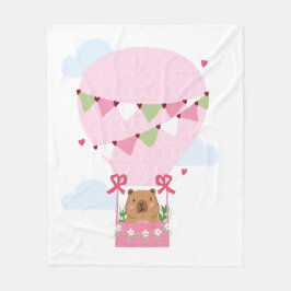 Cute Capybara Pink Birthday Party Fleecedecke