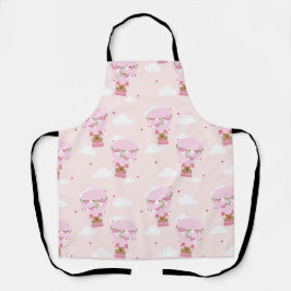 Cute Capybara Pink Hot Air Balloon Apron Schürze
