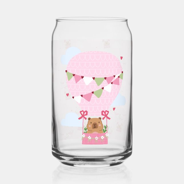 Cute Capybara Pink Hot Air Balloon  Dosenglas (Vorderseite)
