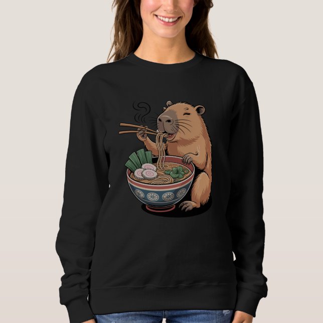 Cute Capybara Ramen Bowl Japanese Anime Foodie Hum Sweatshirt (Vorderseite)
